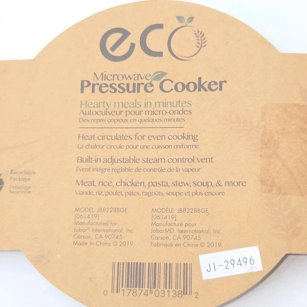 Eco Friendly Microwave Pressure Cooker 2.5Qt Wheat Straw Beige Fast Cookware NEW